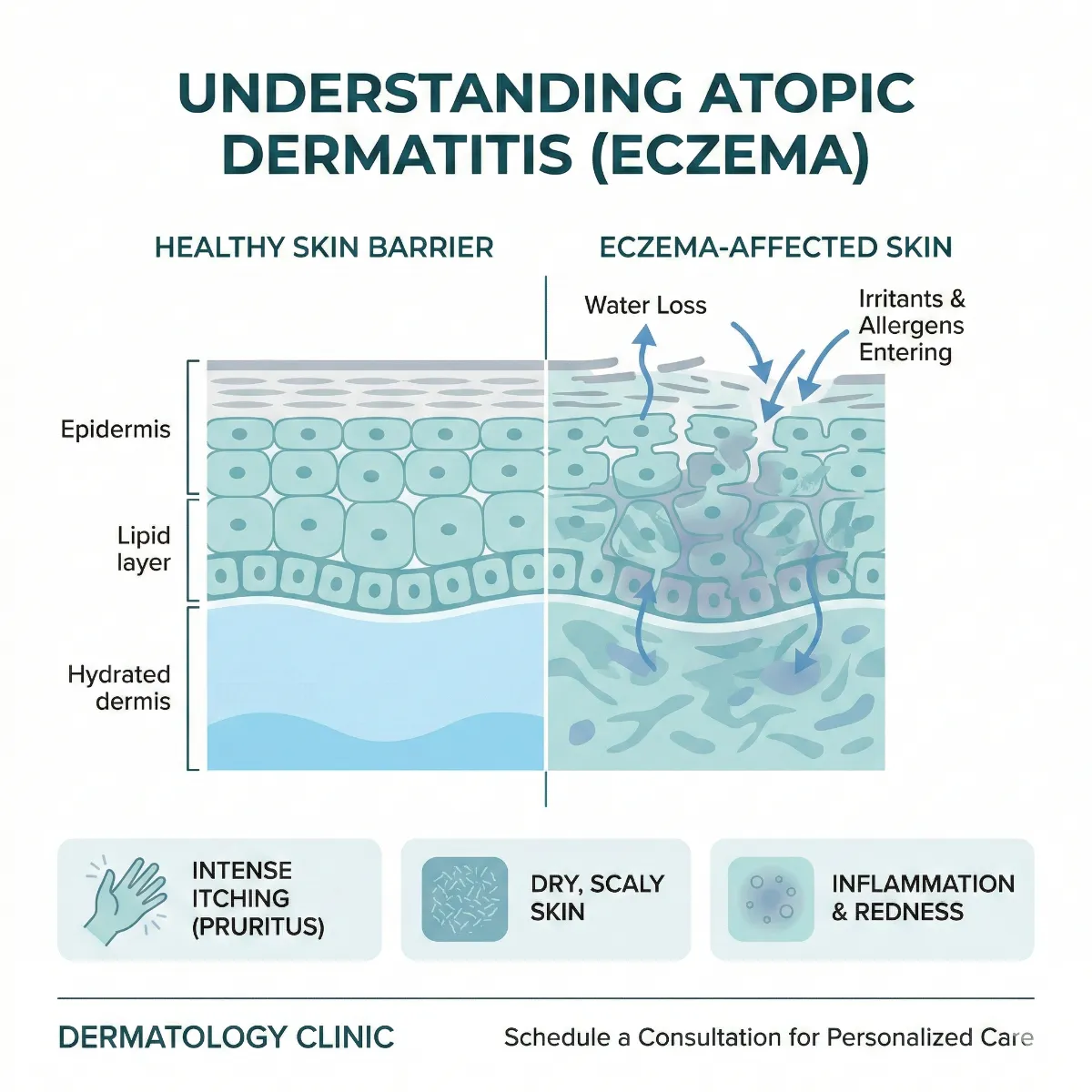 Medical illustration of atopic dermatitis eczema