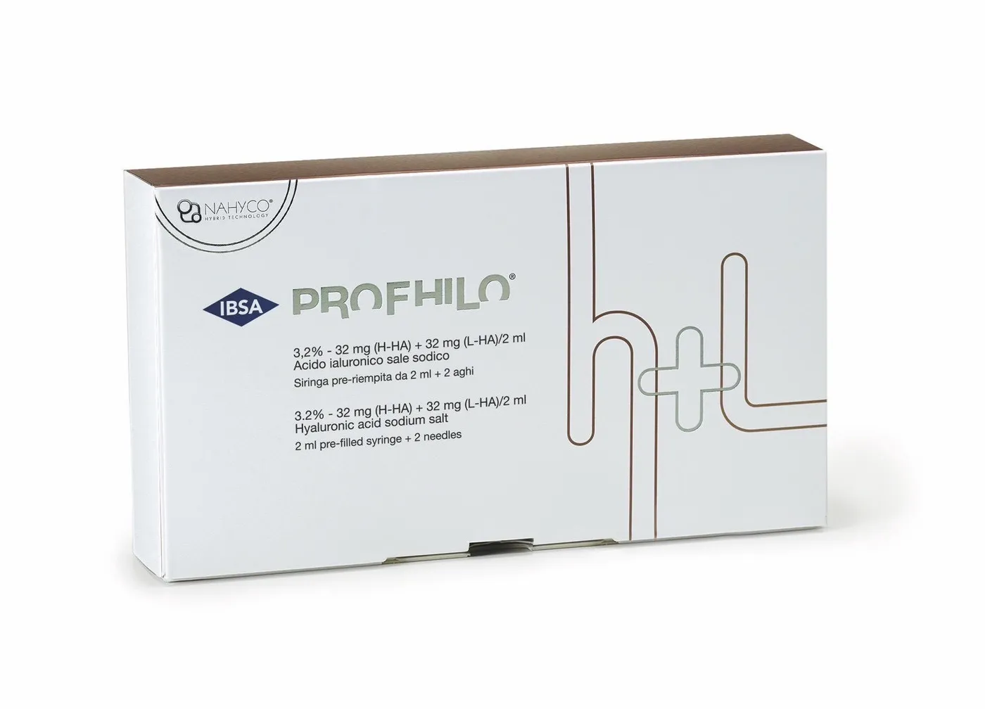 Profhilo product box by IBSA Switzerland, made with NAHYCO Hybrid Technology
